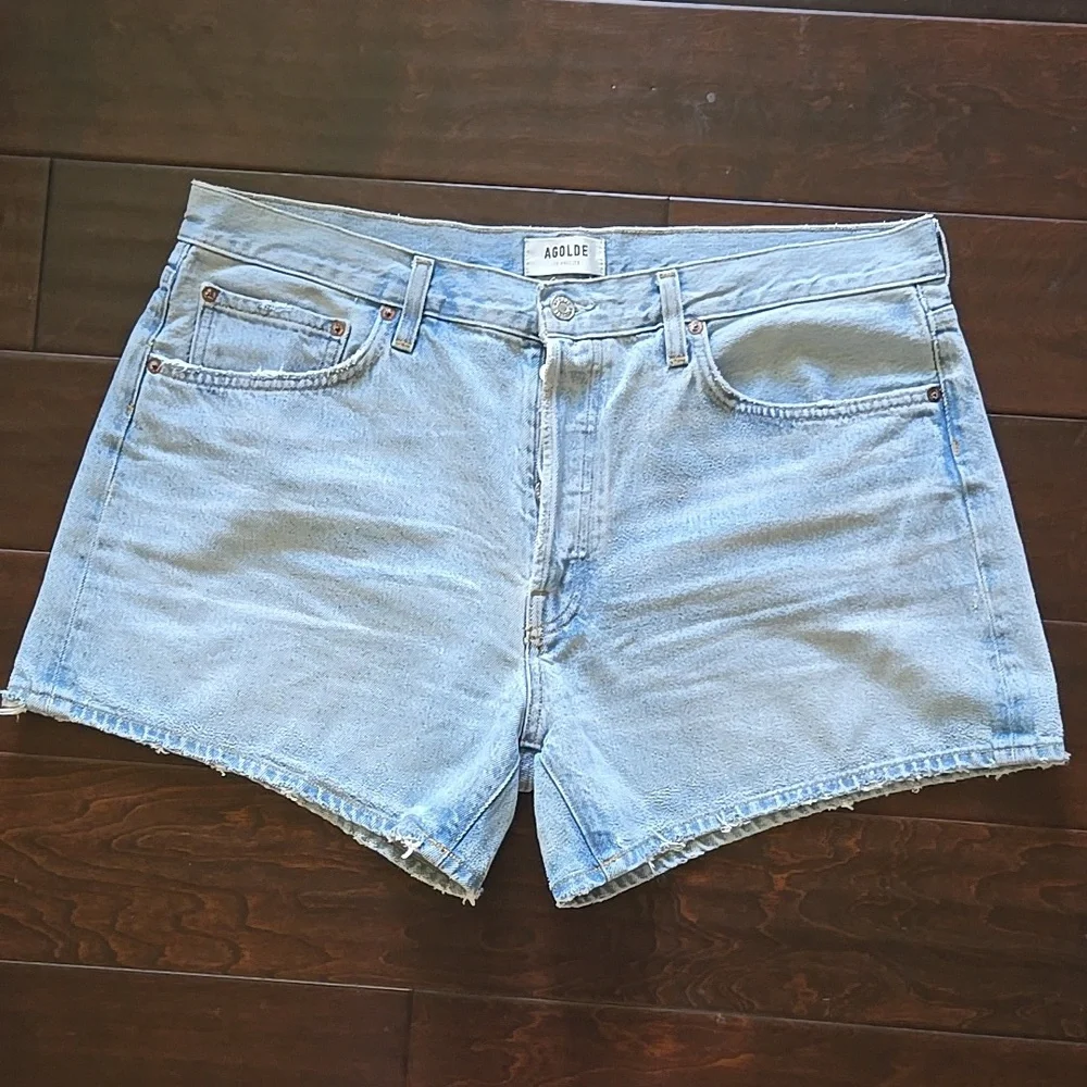 Agolde Light Blue Denim Jean Shorts